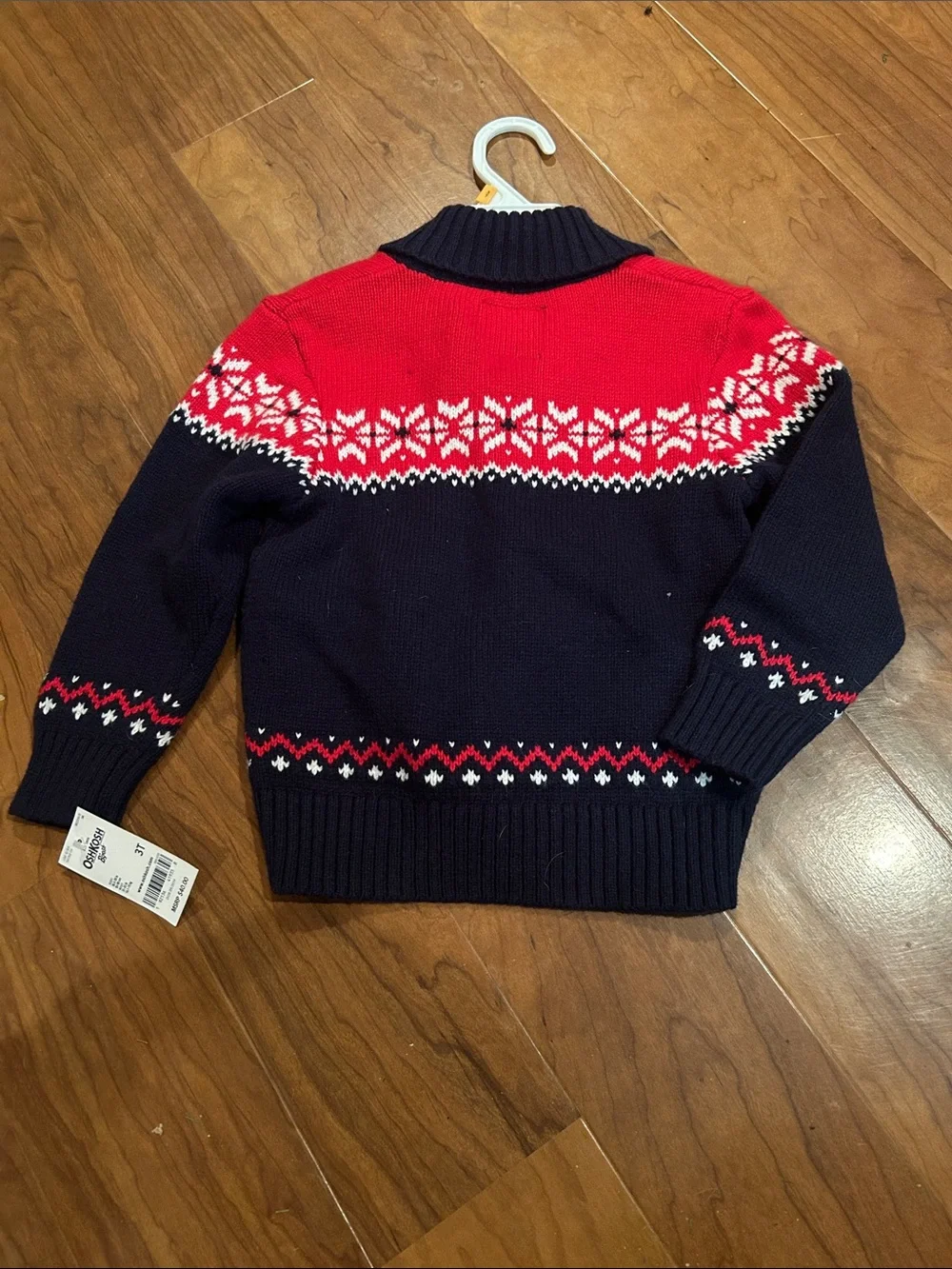 OshKosh B'gosh Navy, Red & White Fair Isle Knit Cardigan